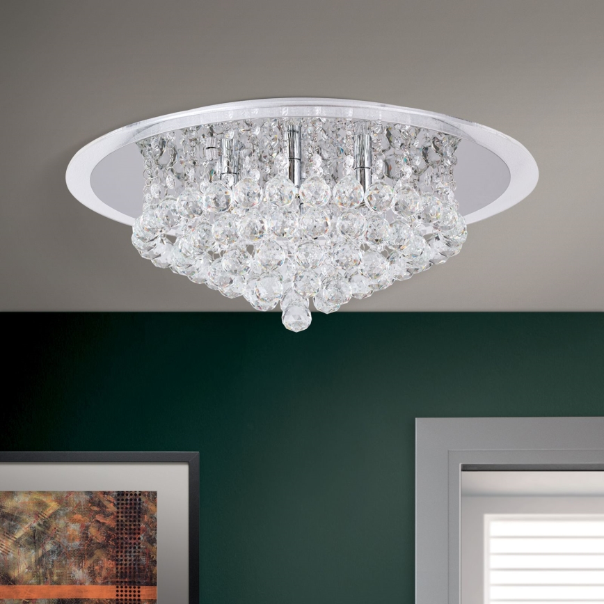 Kristallen plafondlamp GLORIA 6xG9/40W/230V diameter 50 cm doorzichtig/glanzend chroom
