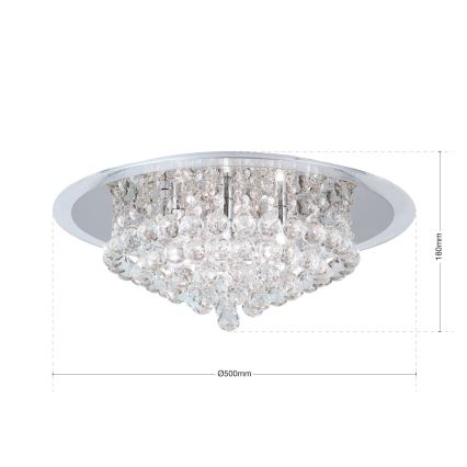 Kristallen plafondlamp GLORIA 6xG9/40W/230V diameter 50 cm doorzichtig/glanzend chroom