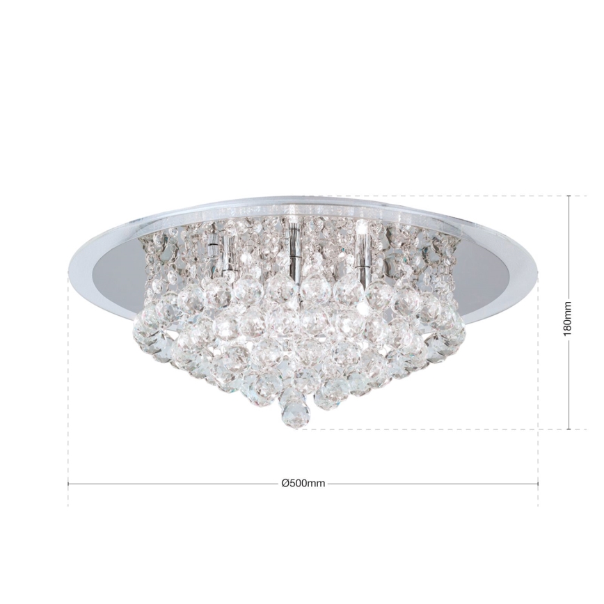 Kristallen plafondlamp GLORIA 6xG9/40W/230V diameter 50 cm doorzichtig/glanzend chroom