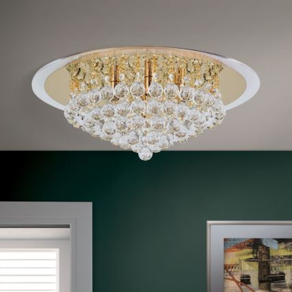 Kristallen plafondlamp GLORIA 6xG9/40W/230V diameter 50 cm goud