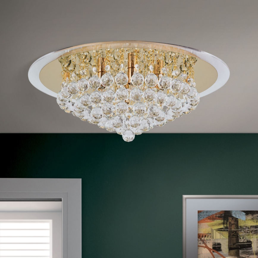 Kristallen plafondlamp GLORIA 6xG9/40W/230V diameter 50 cm goud