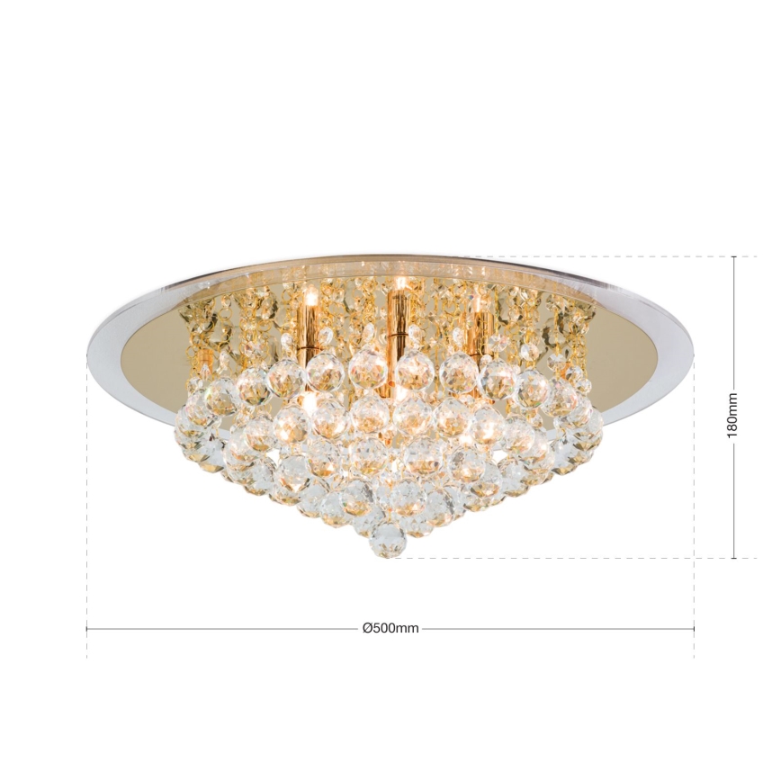 Kristallen plafondlamp GLORIA 6xG9/40W/230V diameter 50 cm goud