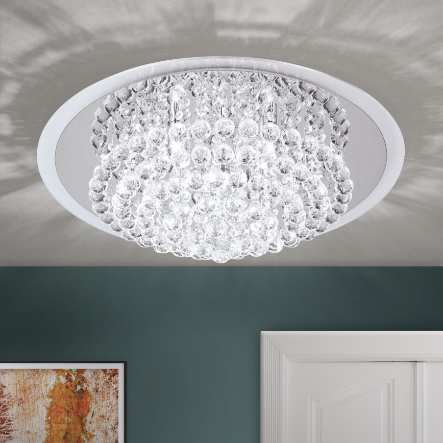 Kristallen plafondlamp GLORIA 9xG9/40W/230V diameter 62 cm doorzichtig/glanzend chroom