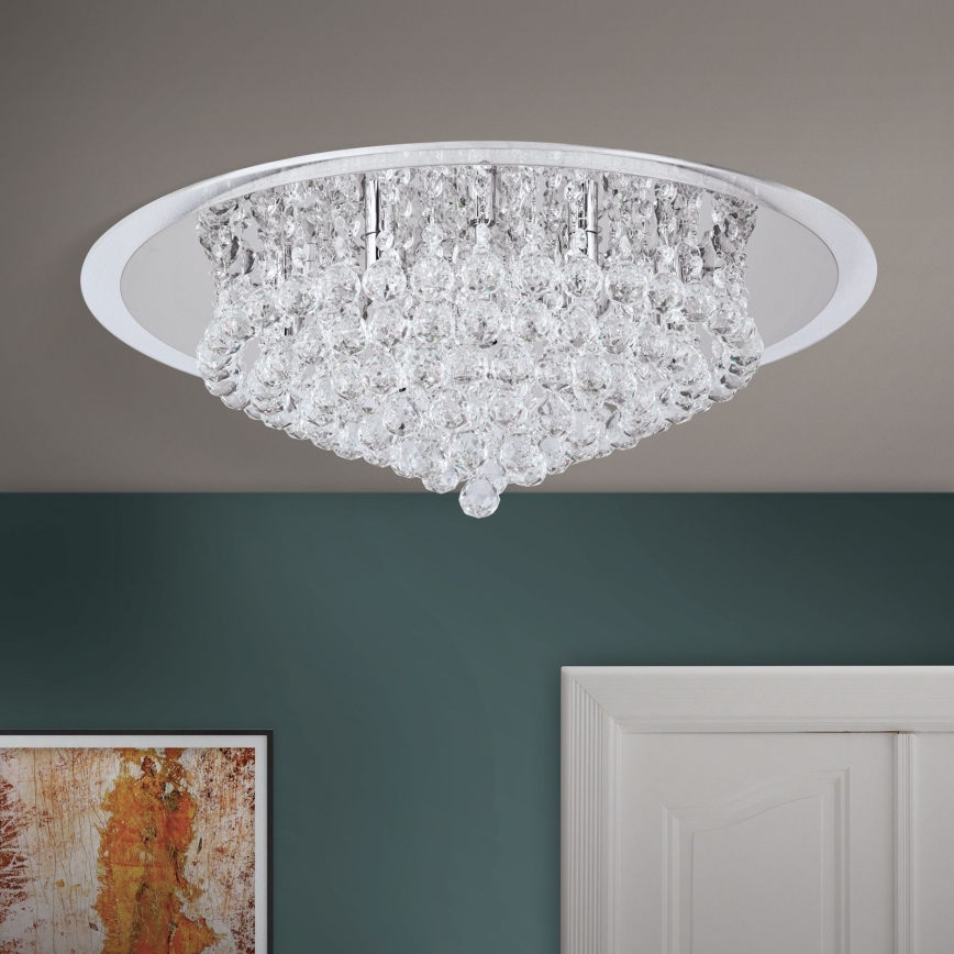 Kristallen plafondlamp GLORIA 9xG9/40W/230V diameter 62 cm doorzichtig/glanzend chroom