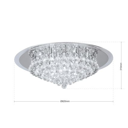 Kristallen plafondlamp GLORIA 9xG9/40W/230V diameter 62 cm doorzichtig/glanzend chroom