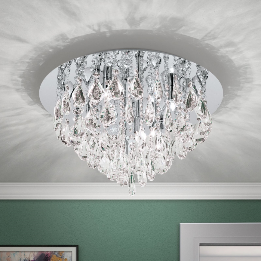 Kristallen plafondlamp CELESTE 6xG9/40W/230V diameter 45 cm glanzend chroom