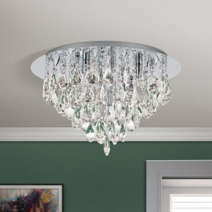 Kristallen plafondlamp CELESTE 6xG9/40W/230V diameter 45 cm glanzend chroom