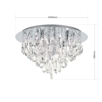 Kristallen plafondlamp CELESTE 6xG9/40W/230V diameter 45 cm glanzend chroom