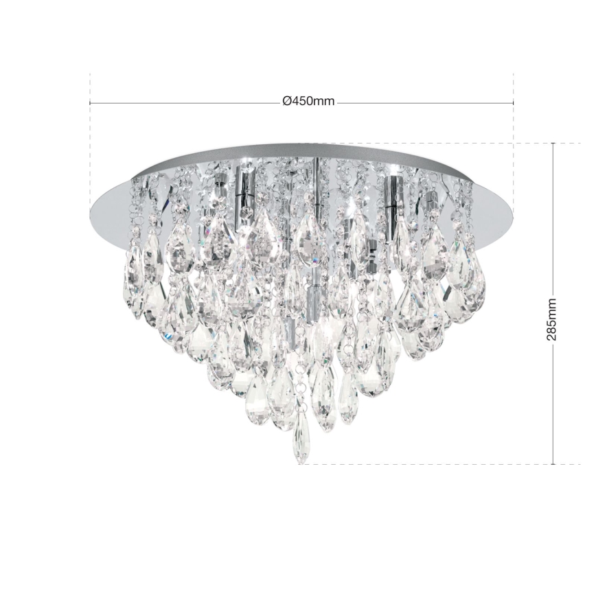 Kristallen plafondlamp CELESTE 6xG9/40W/230V diameter 45 cm glanzend chroom