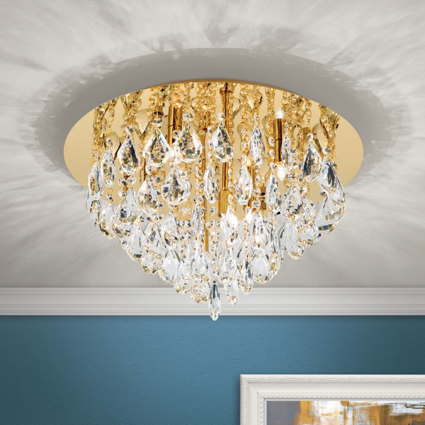 Kristallen plafondlamp CELESTE 6xG9/40W/230V diameter 45 cm goud