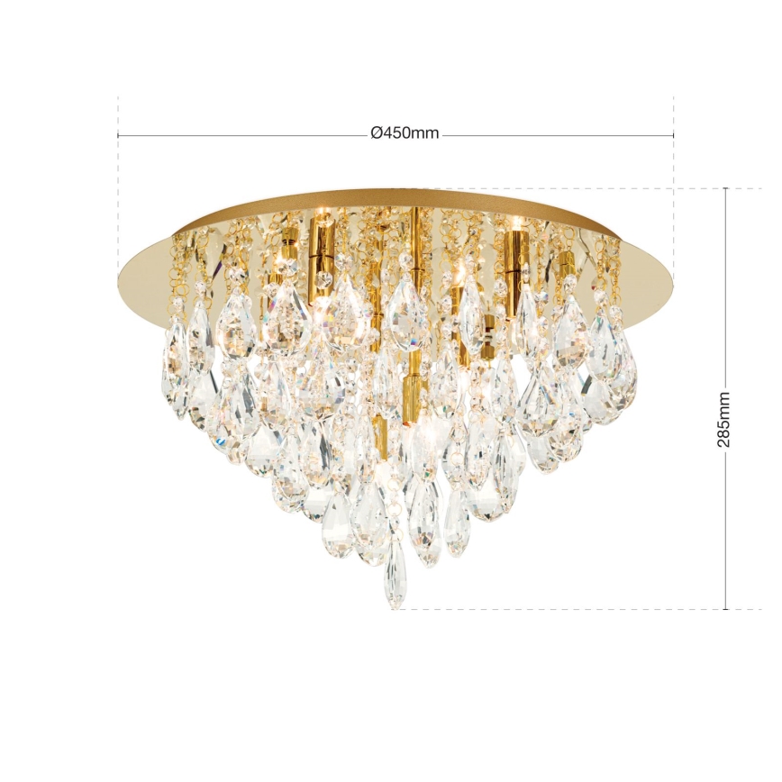 Kristallen plafondlamp CELESTE 6xG9/40W/230V diameter 45 cm goud
