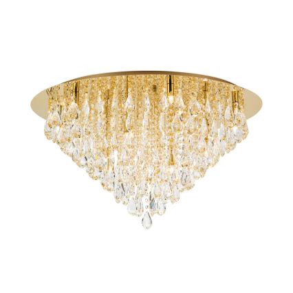 Kristallen plafondlamp CELESTE 12xG9/40W/230V diameter 75 cm goud