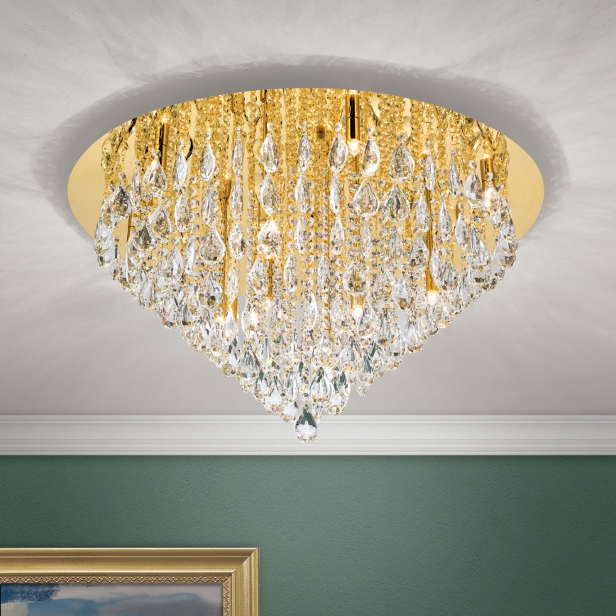 Kristallen plafondlamp CELESTE 12xG9/40W/230V diameter 75 cm goud