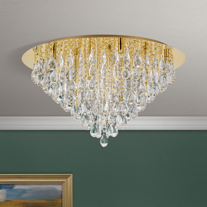 Kristallen plafondlamp CELESTE 12xG9/40W/230V diameter 75 cm goud