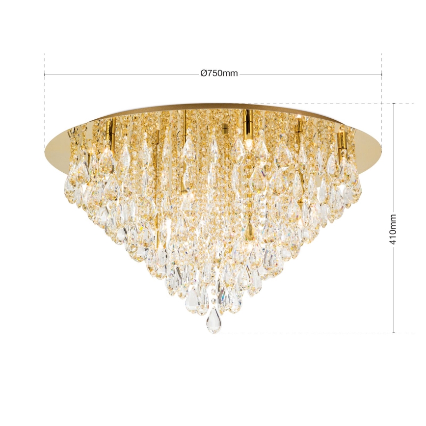 Kristallen plafondlamp CELESTE 12xG9/40W/230V diameter 75 cm goud