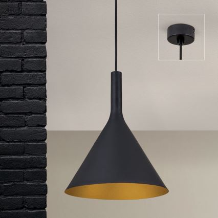 Pendellamp aan kabel GUNDA 1xE27/60W/230V Ø 25 cm zwart/goud