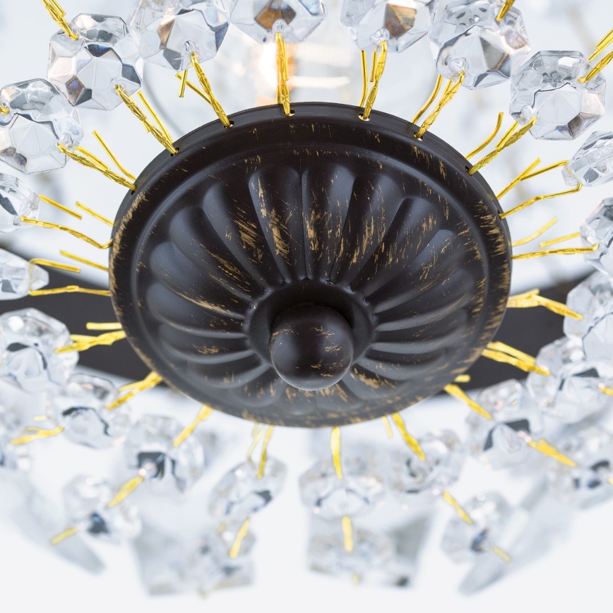 Kristallen hanglamp aan een ketting ARILA 1xE27/60W/230V diameter 25,5 cm bruin/patina