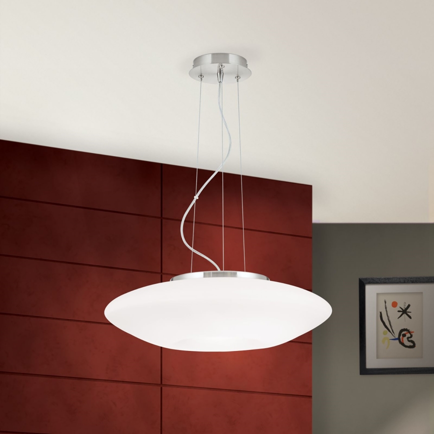 Hanglamp aan een koord BLANC 2xE27/60W/230V diameter 49 cm mat chroom