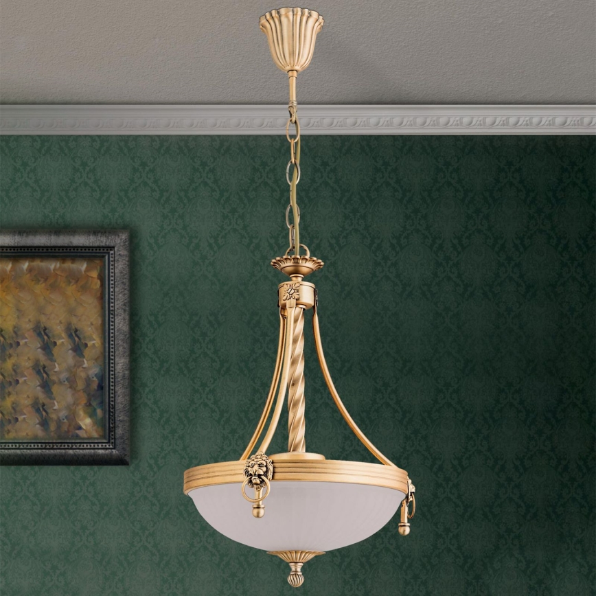 Hanglamp aan een ketting ROCCA 3xE27/60W/230V diameter 32 cm brons/wit