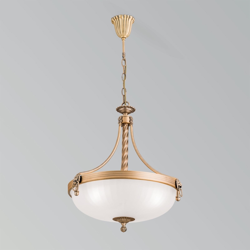 Hanglamp aan een ketting ROCCA 3xE27/60W/230V diameter 42 cm brons/wit