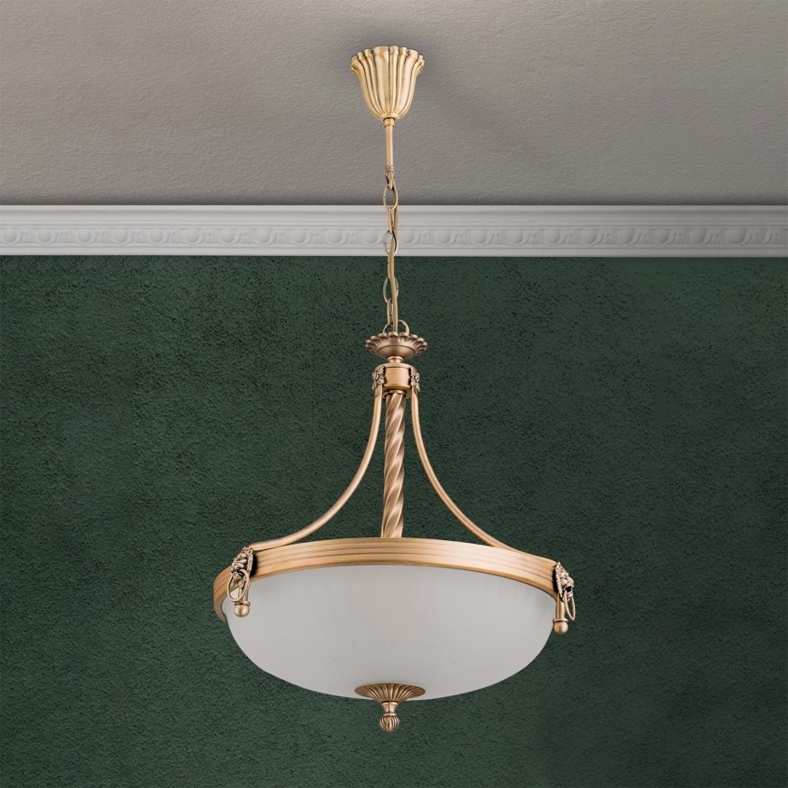 Hanglamp aan een ketting ROCCA 3xE27/60W/230V diameter 42 cm brons/wit