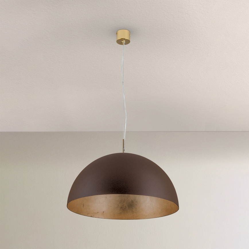 Hanglamp aan een koord ELIANO 1xE27/60W/230V diameter 50 cm bruin/goud