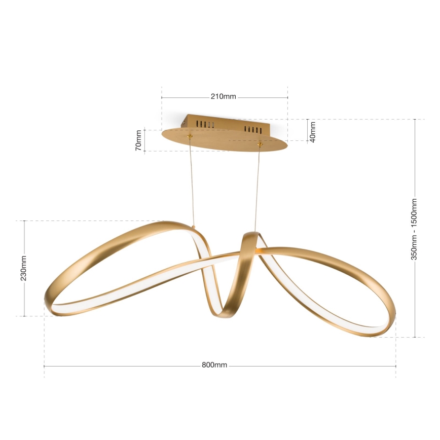 LED dimbare hanglamp aan kabel CIRCUS LED/36W/230V goud