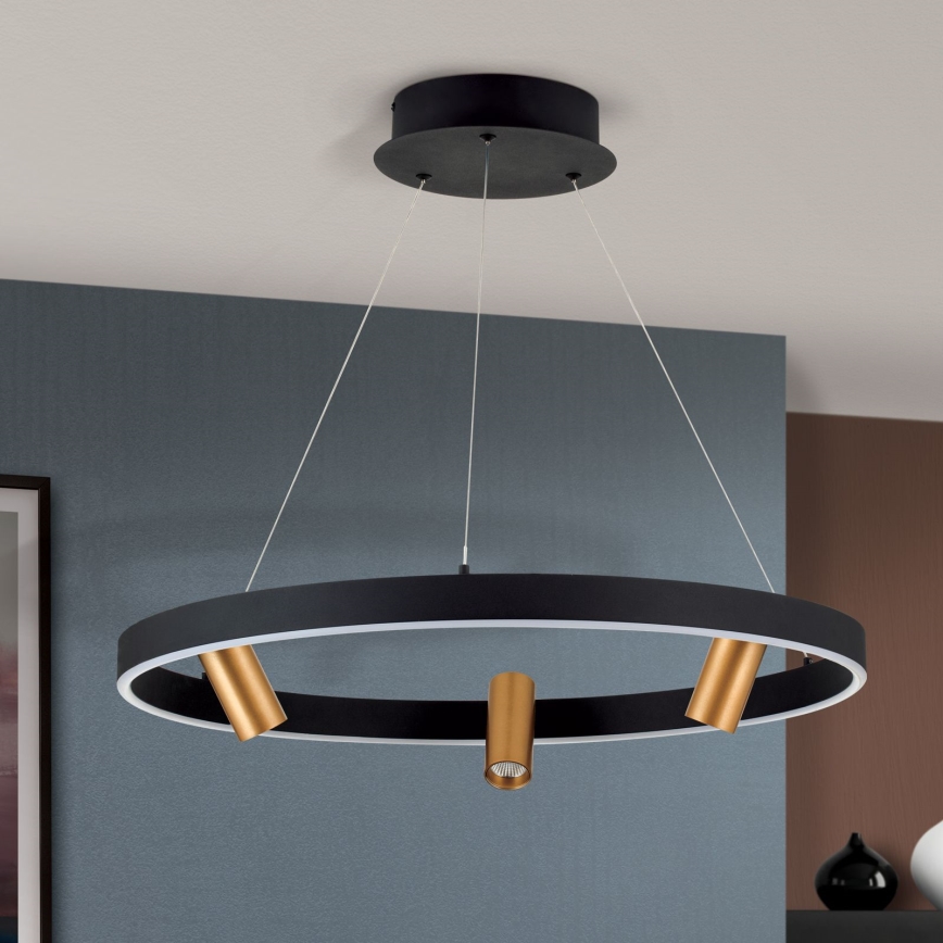 LED Dimbare hanglamp aan kabel BERLIN LED/50W/230V zwart/goud
