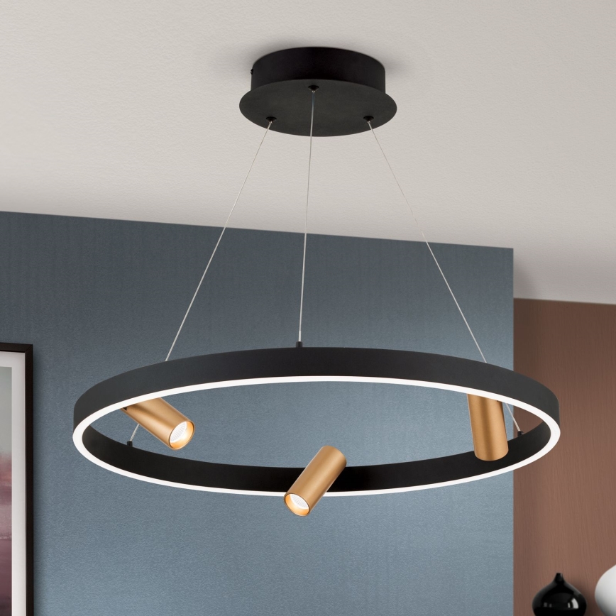 Dimbare LED-hanglamp met kabel BERLIN LED/50W/230V zwart/goud