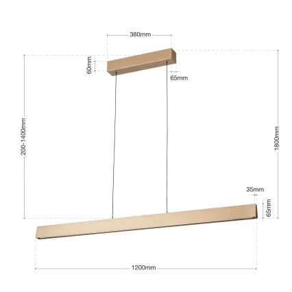 LED Dimbare hanglamp aan kabel TARA LED/44W/230V 2700/3800/4500/5700K goud