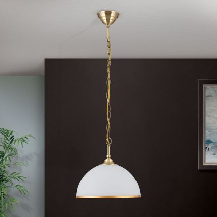Hanglamp aan een ketting OLD LAMP 1xE27/40W/230V diameter 30 cm wit/messing