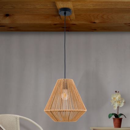 Hanglamp aan een koord JUNGLE 1xE27/40W/230V diameter 31 cm hennep