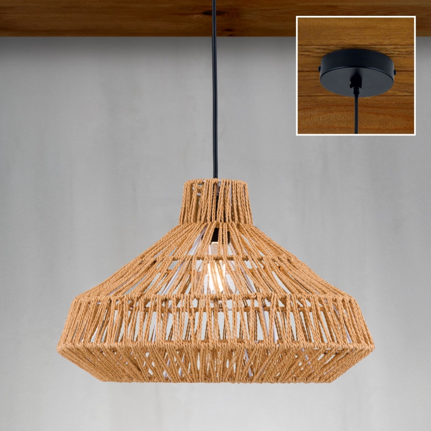 Hanglamp aan een koord BASKET 1xE27/40W/230V diameter 40 cm hennep