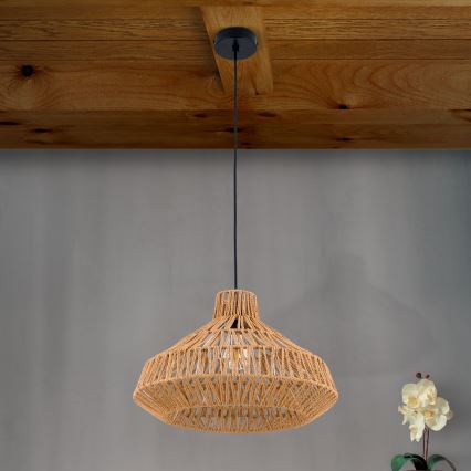 Hanglamp aan een koord BASKET 1xE27/40W/230V diameter 40 cm hennep