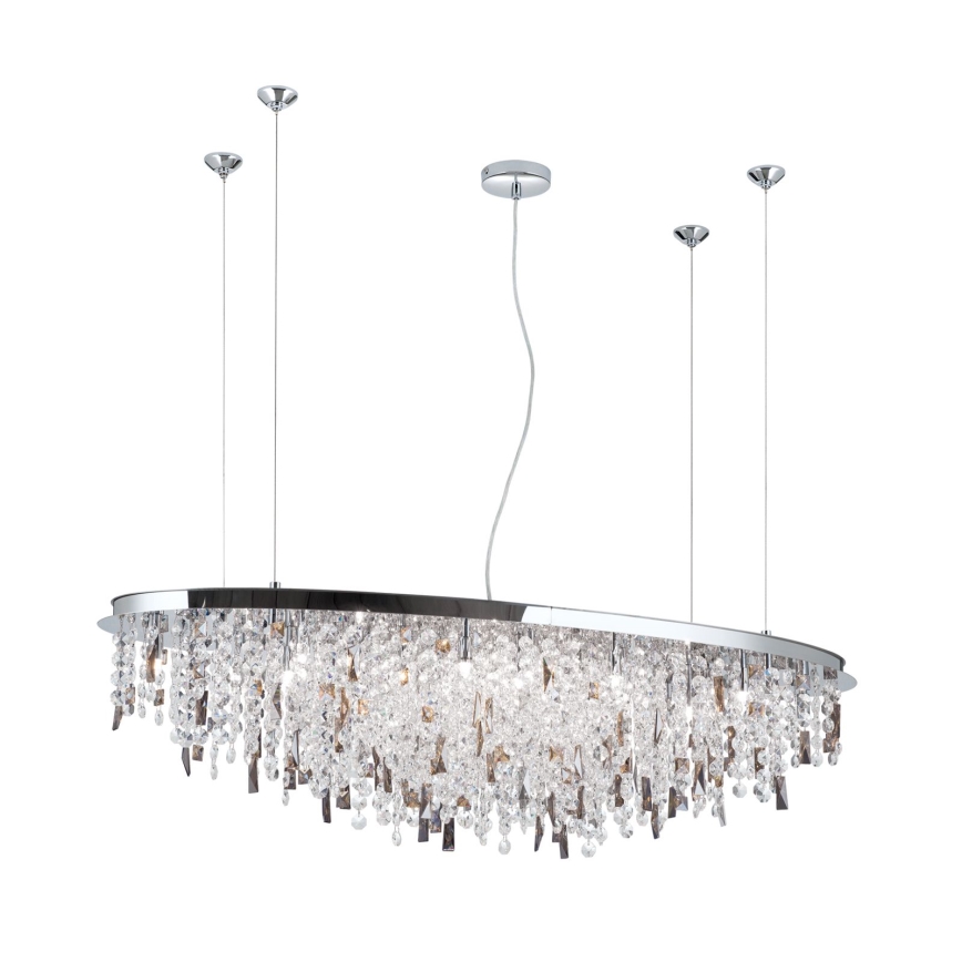 Kristallen hanglamp aan een koord CRYSTALRIVER 21xG9/40W/230V glanzend chroom