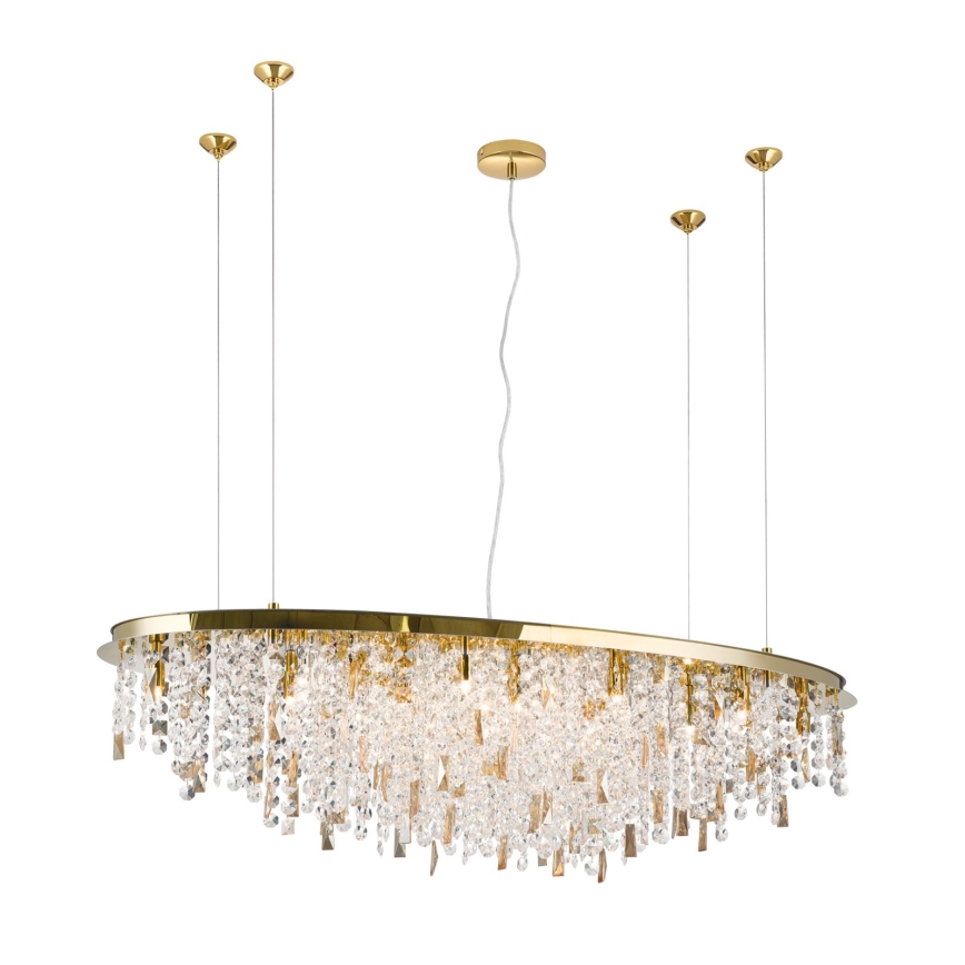 Kristallen hanglamp aan een koord CRYSTALRIVER 21xG9/40W/230V goud