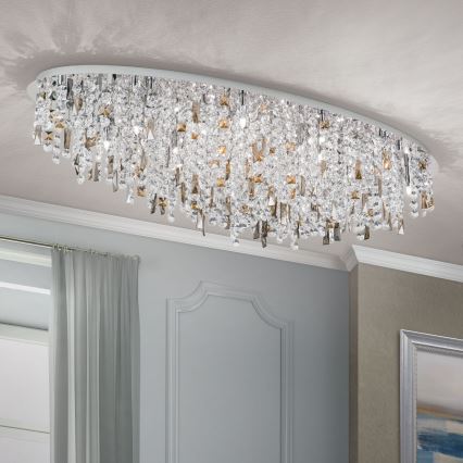 Kristallen plafondlamp CRYSTALRIVER 21xG9/40W/230V glanzend chroom