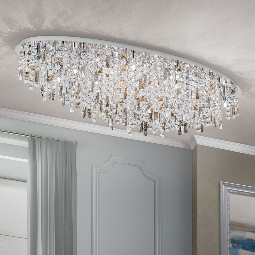 Kristallen plafondlamp CRYSTALRIVER 21xG9/40W/230V glanzend chroom