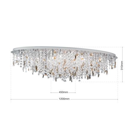 Kristallen plafondlamp CRYSTALRIVER 21xG9/40W/230V glanzend chroom