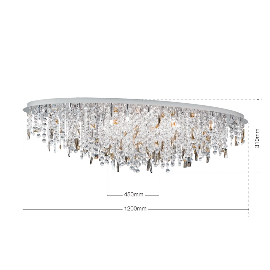Kristallen plafondlamp CRYSTALRIVER 21xG9/40W/230V glanzend chroom