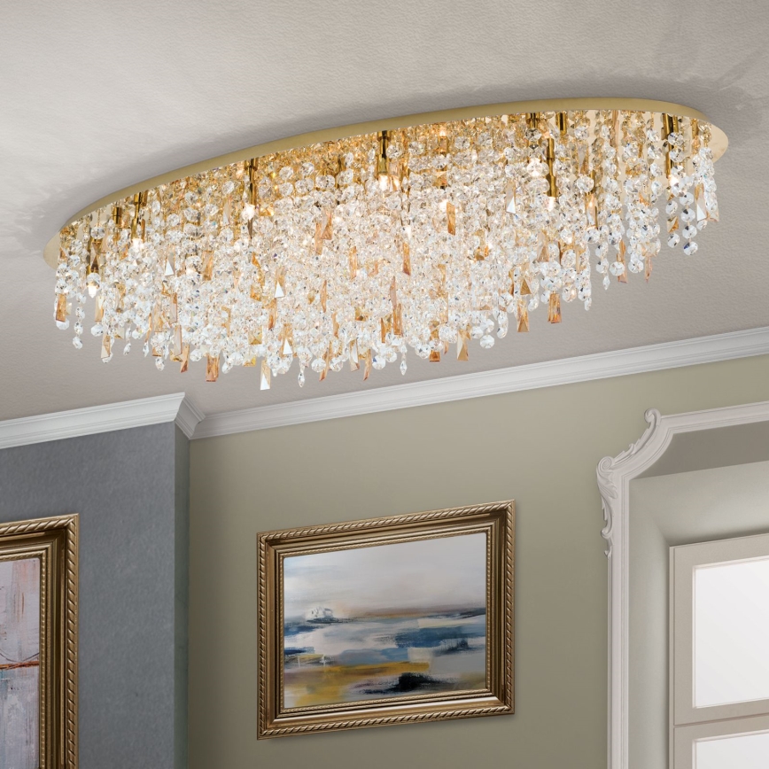 Kristallen plafondlamp CRYSTALRIVER 21xG9/40W/230V goud