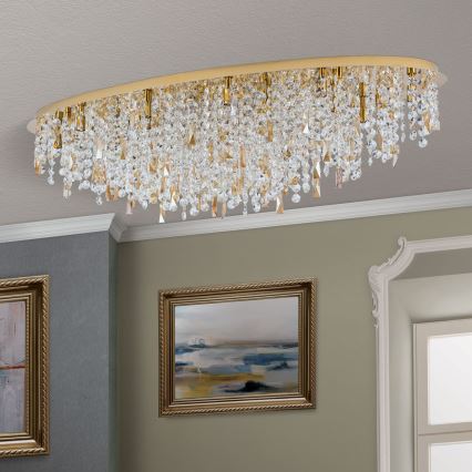 Kristallen plafondlamp CRYSTALRIVER 21xG9/40W/230V goud