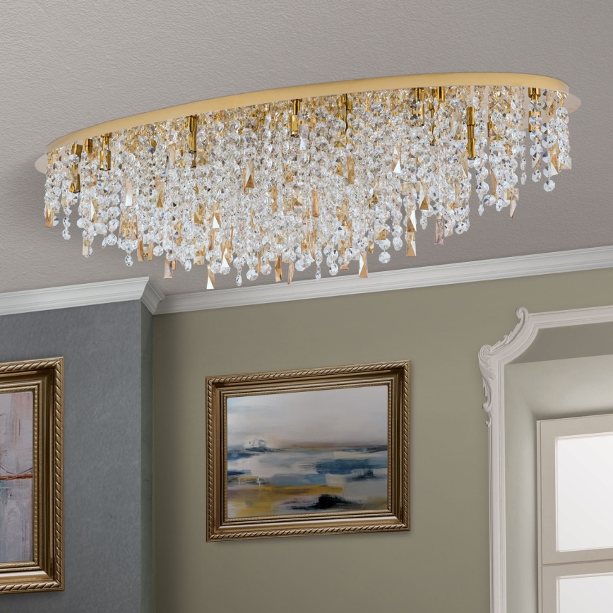 Kristallen plafondlamp CRYSTALRIVER 21xG9/40W/230V goud