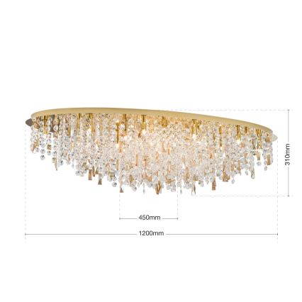 Kristallen plafondlamp CRYSTALRIVER 21xG9/40W/230V goud