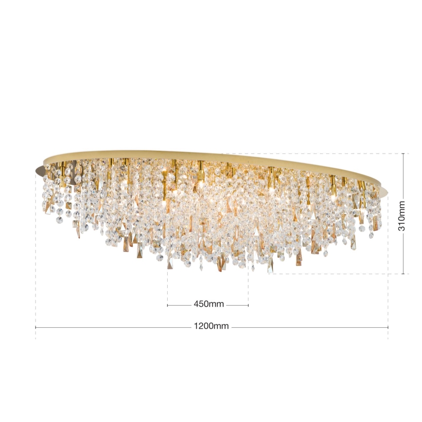 Kristallen plafondlamp CRYSTALRIVER 21xG9/40W/230V goud