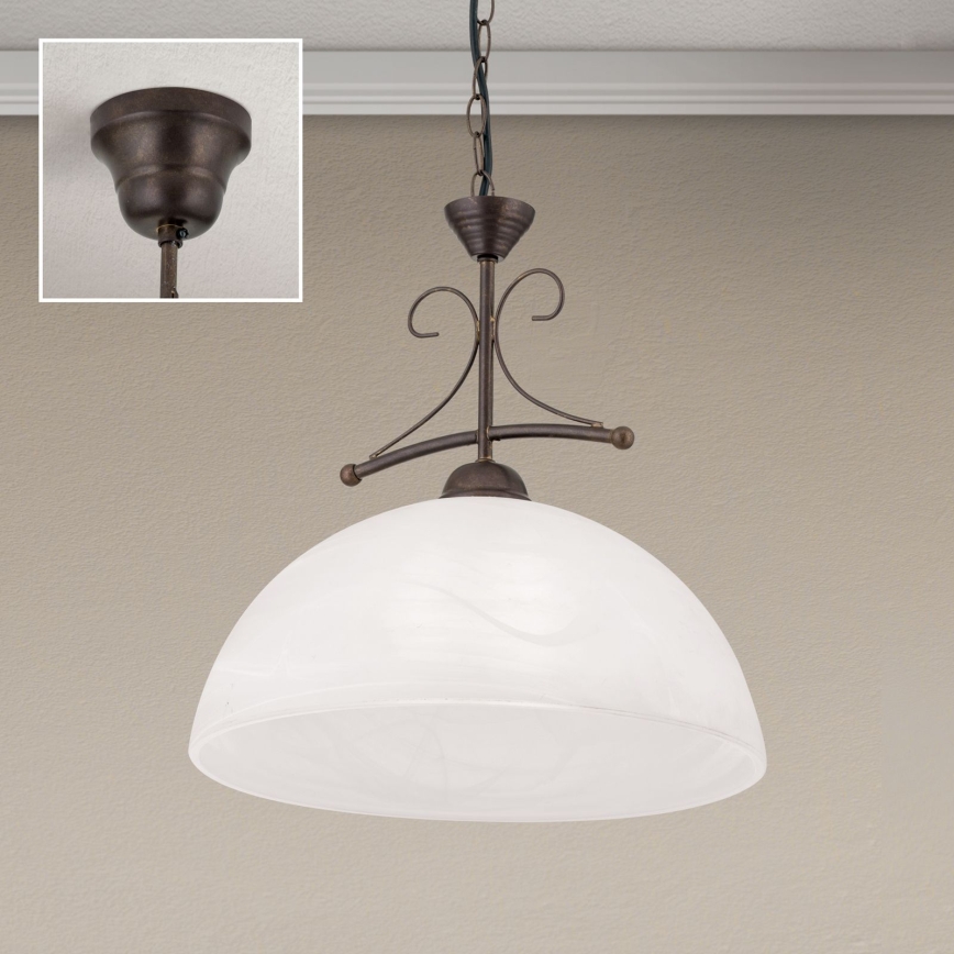 Kroonluchter aan ketting RULA 1xE27/40W/230V Ø 35 cm wit/brons