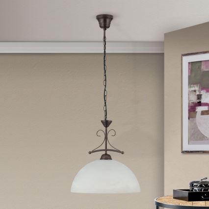 Kroonluchter aan ketting RULA 1xE27/40W/230V Ø 35 cm wit/brons