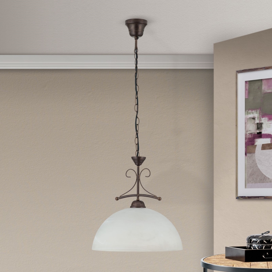 Kroonluchter aan ketting RULA 1xE27/40W/230V Ø 35 cm wit/brons