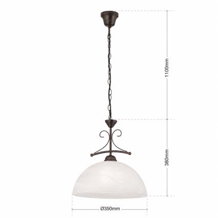 Kroonluchter aan ketting RULA 1xE27/40W/230V Ø 35 cm wit/brons