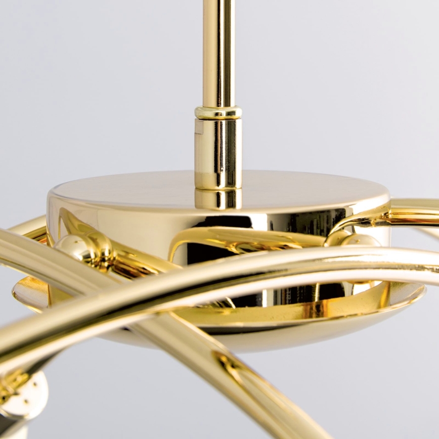 Goudkleurige kroonluchter aan stang CARLA 8xG9/28W/230V